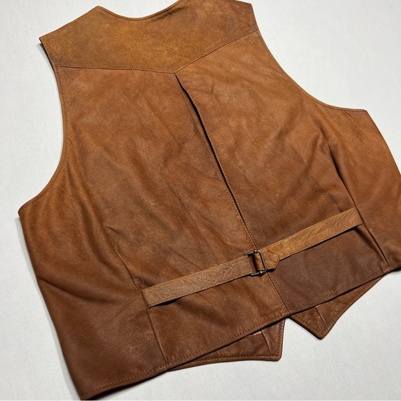 Remy Leather Men’s Brown Vest with Rustic Charm Size L - Picture 10 of 11